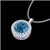Image 2 : 1 ctw Intense Blue Diamond Art Deco Stud Necklace 18k White Gold - REF-158M2G