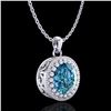 Image 3 : 1 ctw Intense Blue Diamond Art Deco Stud Necklace 18k White Gold - REF-158M2G