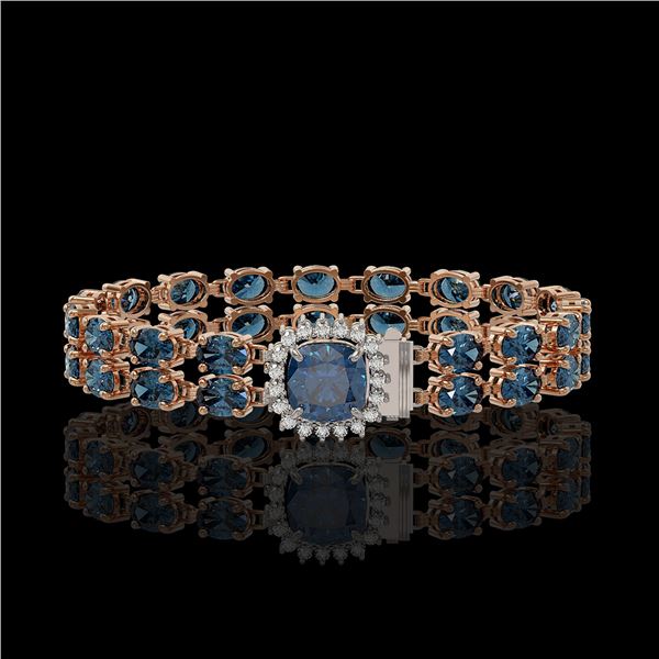 17.87 ctw London Topaz & Diamond Bracelet 14K Rose Gold - REF-178R2K