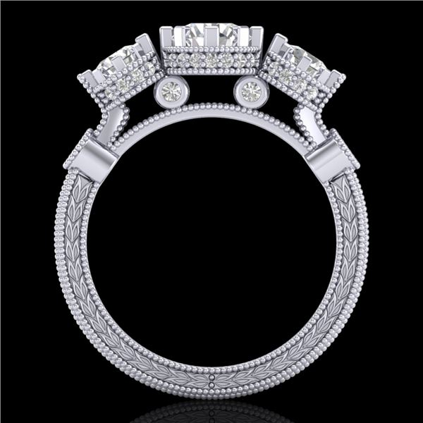 1.75 ctw VS/SI Diamond Solitaire Art Deco 3 Stone Ring 18k White Gold - REF-309X3A