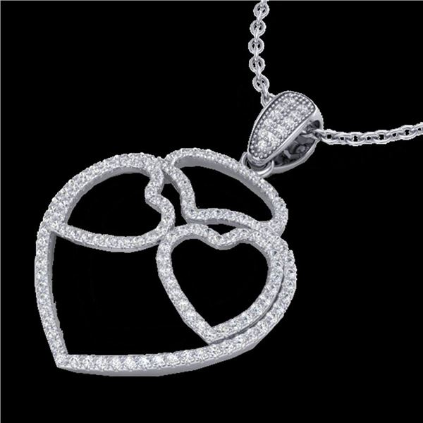 1.20 ctw Micro Pave VS/SI Diamond Heart Necklace 14k White Gold - REF-110G9W