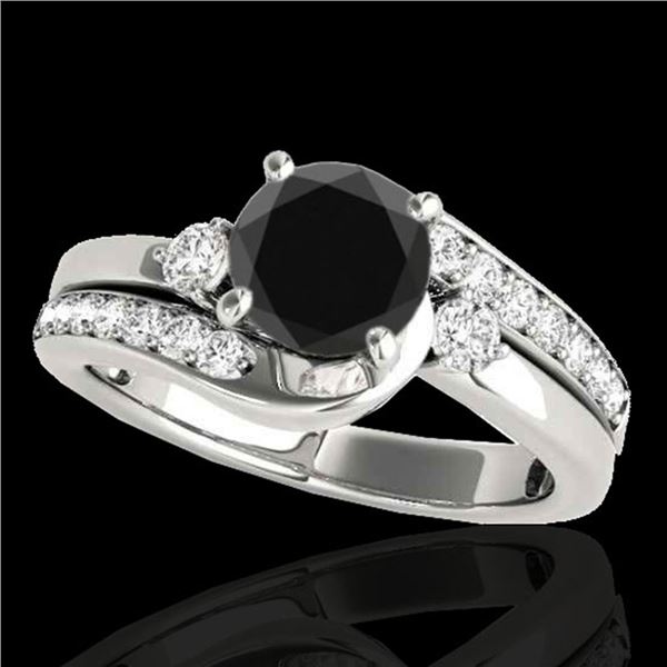 1.5 ctw Certified VS Black Diamond Bypass Solitaire Ring 10k White Gold - REF-55Y8X