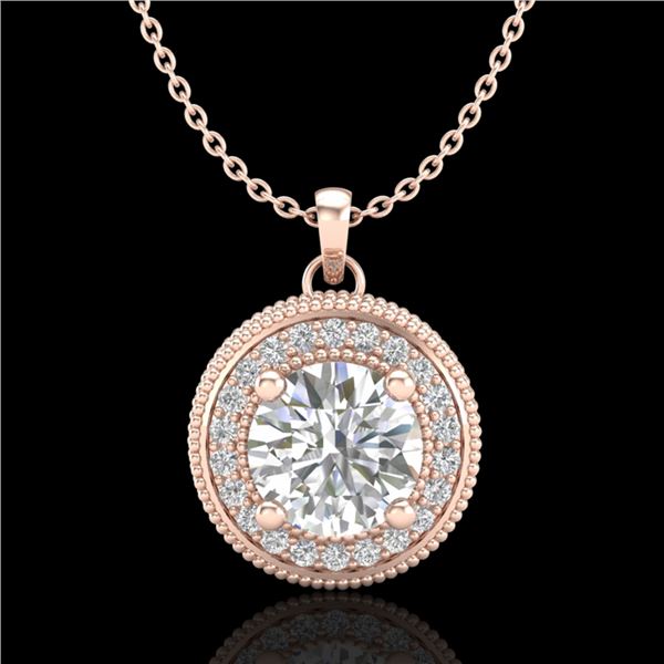 1.25 ctw VS/SI Diamond Solitaire Art Deco Stud Necklace 18k Rose Gold - REF-218X2A