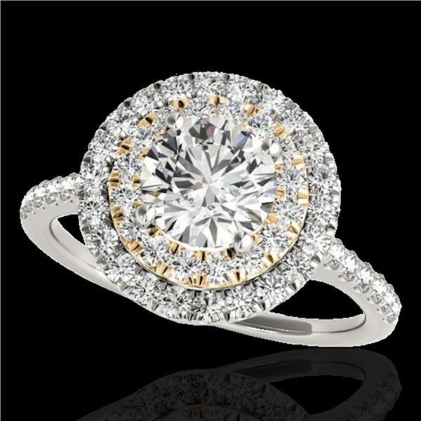 1.5 ctw Certified Diamond Solitaire Halo Ring 10k 2Tone Gold - REF-197R8K