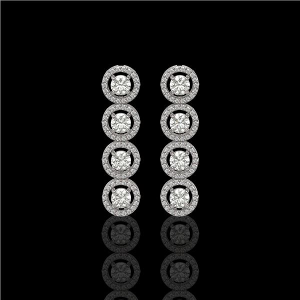 3.84 ctw Diamond Micro Pave Earrings 18K White Gold - REF-304G8W