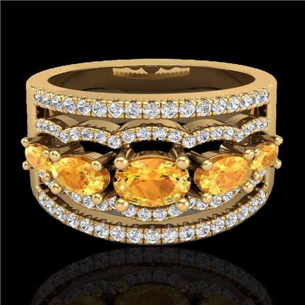 2.25 ctw Citrine & Micro Pave VS/SI Diamond Designer Ring 10k Yellow Gold - REF-81N8F