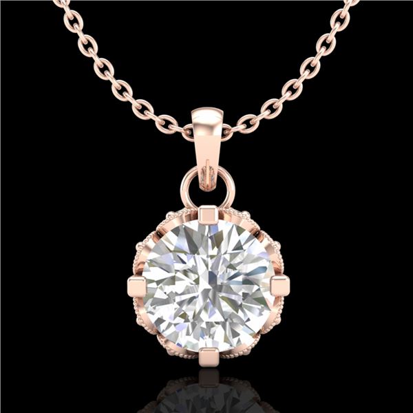 0.85 ctw VS/SI Diamond Solitaire Art Deco Stud Necklace 18k Rose Gold - REF-138H4R