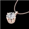 Image 2 : 0.85 ctw VS/SI Diamond Solitaire Art Deco Stud Necklace 18k Rose Gold - REF-138H4R