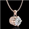 Image 3 : 0.85 ctw VS/SI Diamond Solitaire Art Deco Stud Necklace 18k Rose Gold - REF-138H4R