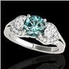 Image 1 : 1.45 ctw SI Certified Fancy Blue Diamond 3 Stone Ring 10k White Gold - REF-150N2F