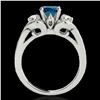 Image 2 : 1.45 ctw SI Certified Fancy Blue Diamond 3 Stone Ring 10k White Gold - REF-150N2F