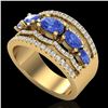Image 2 : 2.25 ctw Tanzanite & Micro Pave VS/SI Diamond Designer Ring 10k Yellow Gold - REF-81H8R