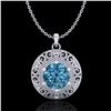 Image 1 : 1.11 ctw Fancy Intense Blue Diamond Art Deco Necklace 18k White Gold - REF-161N8F