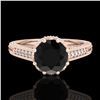 Image 2 : 1.25 ctw Fancy Black Diamond Engagment Art Deco Ring 18k Rose Gold - REF-100F2M