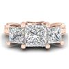 Image 2 : 2.66 ctw Princess VS/SI Diamond Art Deco 3 Stone Ring 18k Rose Gold - REF-581M8G