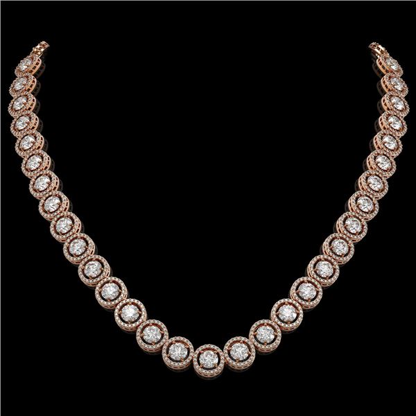 30.78 ctw Diamond Micro Pave Necklace 18K Rose Gold - REF-3575F2M