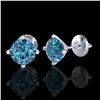 Image 2 : 2 ctw Fancy Intense Blue Diamond Art Deco Earrings 18k White Gold - REF-231K8Y
