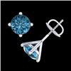 Image 3 : 2 ctw Fancy Intense Blue Diamond Art Deco Earrings 18k White Gold - REF-231K8Y