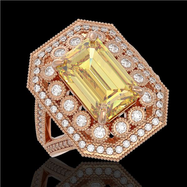 5.85 ctw Canary Citrine & Diamond Victorian Ring 14K Rose Gold - REF-145X6A