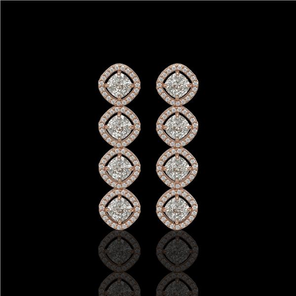 5.28 ctw Cushion Cut Diamond Micro Pave Earrings 18K Rose Gold - REF-736R2K