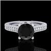 Image 2 : 1.45 ctw Fancy Black Diamond Engagment Art Deco Ring 18k White Gold - REF-109G3W