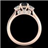 Image 3 : 1.5 ctw Fancy Black Diamond Art Deco 3 Stone Ring 18k Rose Gold - REF-136R4K