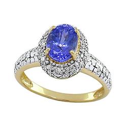 Gem Certified 1.75 ct Tanzanite & Diamond Ring 14k Gold