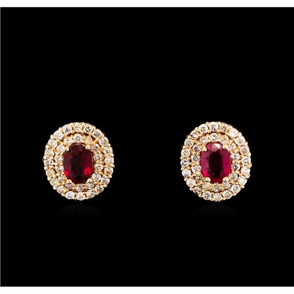 14KT Rose Gold 2.07 ctw Ruby and Diamond Earrings