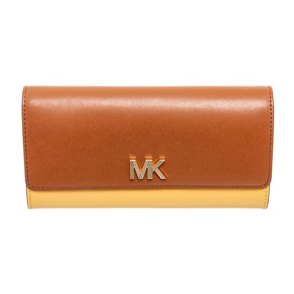 Michael Kors Brown  Yellow Montgomery Flap Wallet