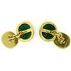 Image 5 : Manfredi 18k Yellow Gold Cabochon Green Chrysoprase & Diamond Men's Cuff Links