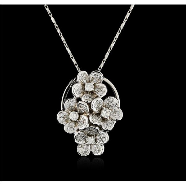 14KT White Gold 1.37 ctw Diamond Pendant With Chain