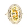 Image 1 : 4.76 ctw Yellow Diamond Ring - 18K White and Yellow Gold