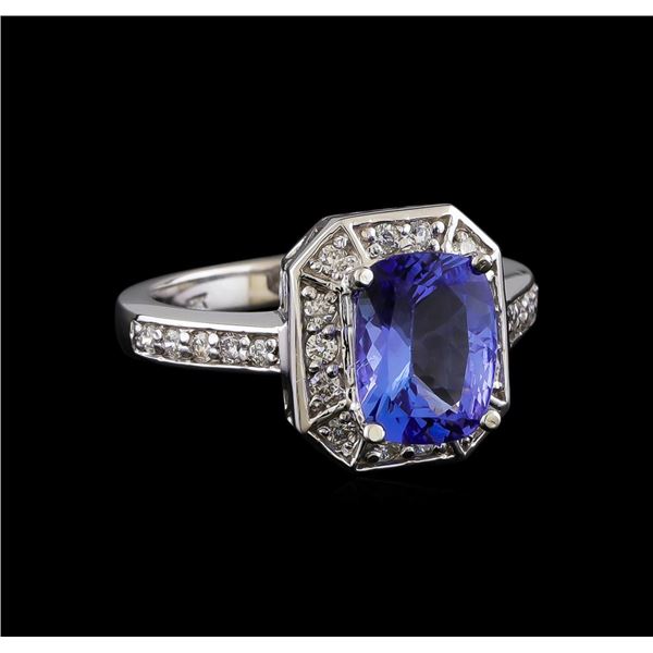 2.12 ctw Tanzanite and Diamond Ring - 14KT White Gold