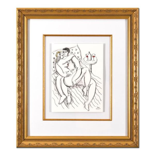 Yuroz, Framed Original Mixed Media Watercolor Painting, Hand Signed with Letter