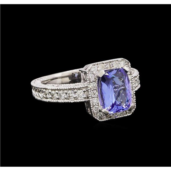 14KT White Gold 1.54 ctw Tanzanite and Diamond Ring