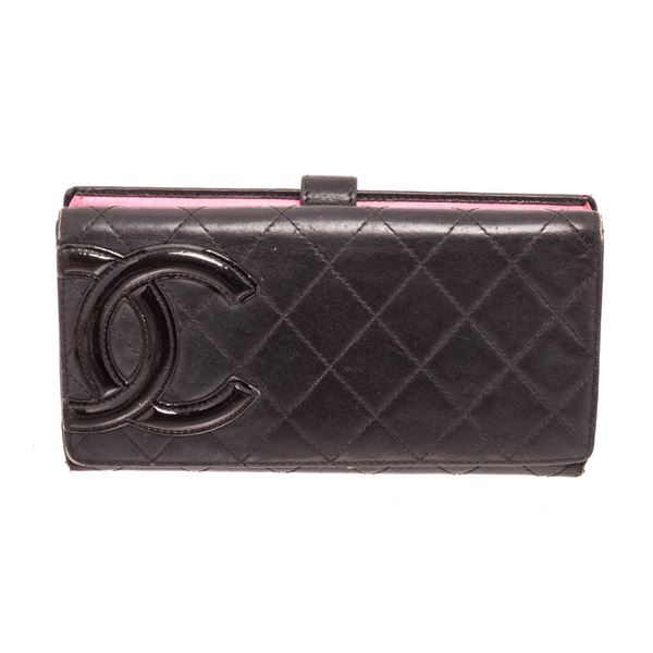 Chanel Black Leather Long Tab Wallet
