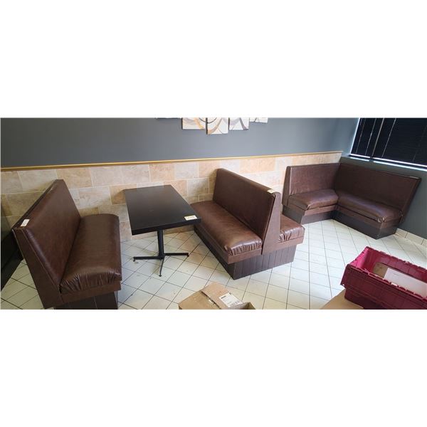 TWO SECTIONAL BOOTH AND TABLE
