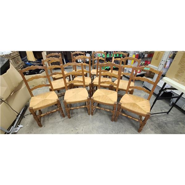 12 ANTIQUE FRENCH CHAIRS - ESTIMATED TO BE 80 TO 90 YEARS OLD