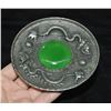Image 2 : A SILVER INLAY GREEN JADE DRAGON PLATE QING DYNASTY.