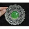 Image 4 : A SILVER INLAY GREEN JADE DRAGON PLATE QING DYNASTY.