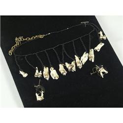 BEADED ALASKAN ALEUT? TEETH NECKLACE & EARRINGS