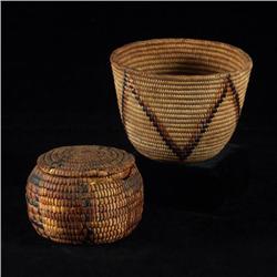 BASKETRY KLICKATAT AND IMBRICATED BASKET W/ LID