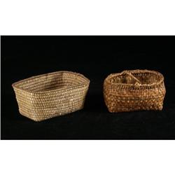 2 RED CEDAR BARK COASTAL SALISH BASKETS