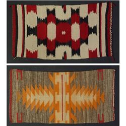 2 NAVAJO WEAVINGS SADDLE BLANKETS EARLY 20TH C.