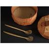 Image 3 : BIRCH BARK BOWL, BASKET, TEEPEE, WOOD SPOONS