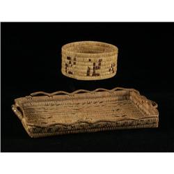 BASKETRY INTERIOR SALISH TRAY & GRASS BASKET