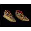 Image 1 : PAIR VINTAGE BEADED HIDE ATHABASCAN? MOCCASINS