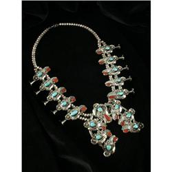 HUGE MENS NAVAJO STERLING SQUASH BLOSSOM NECKLACE