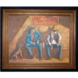 OIL PAINTING SIGNED BIDINI TWO MEN