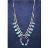 Image 1 : NAVAJO SILVER TURQUOISE SQUASH BLOSSOM NECKLACE